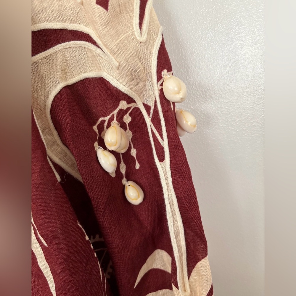 JOHANNA ORTIZ Colombian Tropical Cherry & Ecru Weaving Waves Midi Dress - Picture 8 of 16